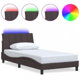 Cumpara ieftin Cadru de pat fara saltea, Hanko, maro inchis, 100x200 cm, textil