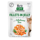 Brit Care Pisici Fillets in Jelly, Ton prielnic, plic hrană umedă fără cereale pisici junior, (&icirc;n sos), 85g