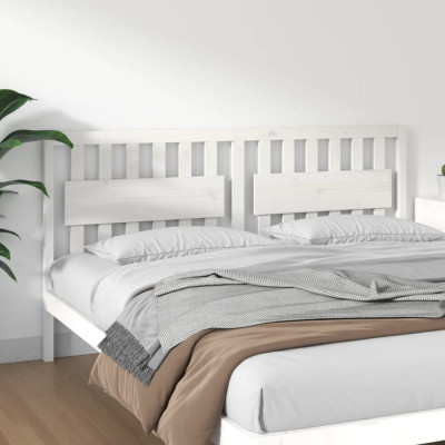 Tăblie de pat, alb, 185,5x4x100 cm, lemn masiv de pin foto