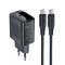Incarcator pentru priza, type-c, pd20w, gan, fast charging cu cablu usb-c - black