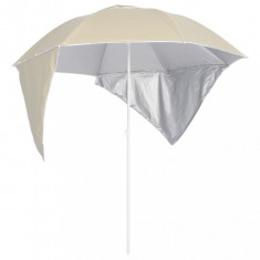 Umbrela de plaja cu pereti laterali, nisipiu, 215 cm foto