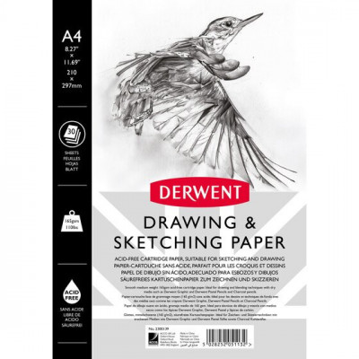 Caiet Pentru Schite Si Desen Derwent Professional, A4, Cu Spira, 30 Coli, 165 Gsm, Hartie Alba foto