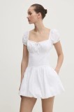 Hollister Co. rochie din bumbac culoarea alb, mini, evazată, KI359-5085