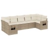 Set canapele de gradina, 7 piese, cu perne, bej, poliratan