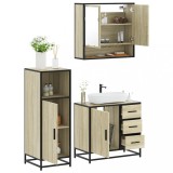 Gossi set mobilier de baie, 3 piese, stejar sonoma, lemn prelucrat
