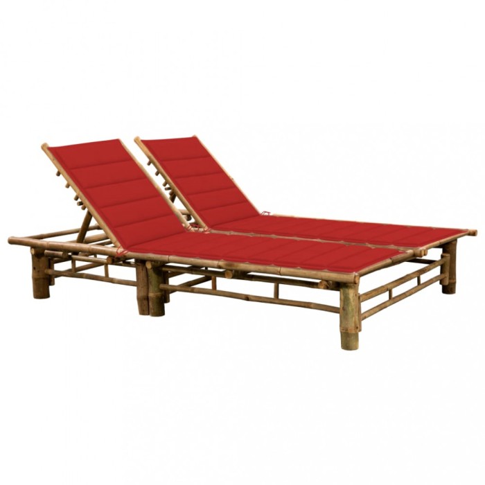 vidaXL Șezlong de 2 persoane, cu perne, bambus 3063951