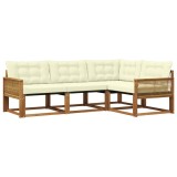 vidaXL Set de canapele de exterior cu pernă 4 pcs Natural și Crem 3381394