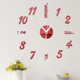 Ceas Decorativ Sticker, Fara Zgomot, Modern, 400 mm x 400 mm, Rosu