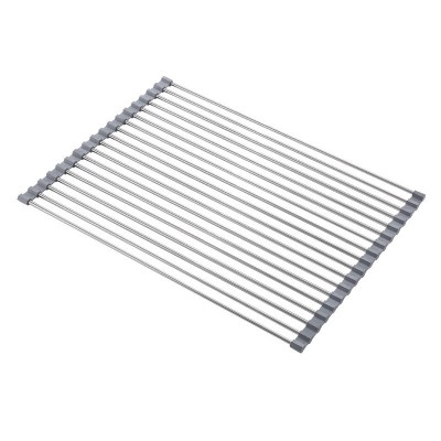 Covoras de scurgere pentru chiuveta bucatarie, din otel inoxidabil, suport chiuveta, pliabil, antiderapant, usor de curatat si de depozitat, 37x30cm, foto