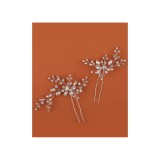 Cumpara ieftin Ace Par Mireasa, Model cu flori si pietre 11.5 x 10 cm, Argintii - 2buc