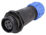 Mufă SP13 mamă 4 pini IP68 5A 200V pentru lipire pe cablu