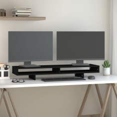 vidaXL Suport pentru monitor, negru, 100x27x14 cm, lemn masiv de pin foto