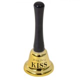 Clopoțel Metalic, Model Ring for a Kiss, Culoare Aurie, M&acirc;ner Negru, Dimensiuni 5x12.5 cm, Oem