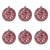 Set Globuri Crăciun, Model Glitter, Plastic, Roz, 6 Bucăți, Diametru 6 cm, Oem