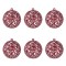 Set Globuri Crăciun, Model Glitter, Plastic, Roz, 6 Bucăți, Diametru 6 cm