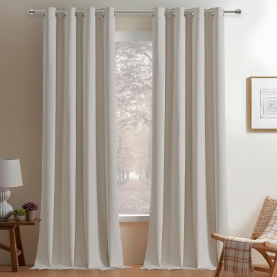 Draperii Blackout, 132 x 225, Set 2 Bucati, Prindere cu Inele, Bej - CN foto