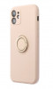 Husa compatibila cu iPhone 14 Plus, silicon, inel rotativ pentru prindere magnetica, interior din catifea, Roz Pal, Oem