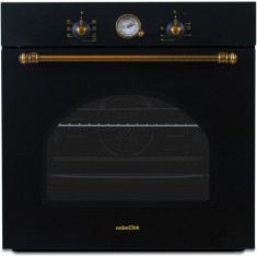Cuptor incorporabil NBIO-9750RANT electric, 6 functii, 2 butoane, timer mecanic, 60L, sticla dubla, design rustic, antracit