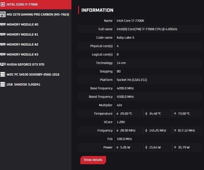 Procesor I7 7700K SR33A socket 1151 v1