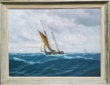 Pictura Marina Germana 1924, Ulei/Panza 75x100cm, Semnata - Scoala Germana, Albume Arta