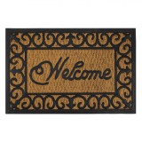 Covoraș Ușă, Model Welcome, Maro/Negru, 60x40cm, Fibre Cocos și Cauciuc, Oem