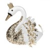 Figurină Decorativă Crăciun, Model Lebădă, Spumă Albă, Glitter Auriu, Coroană, 18cm, Oem