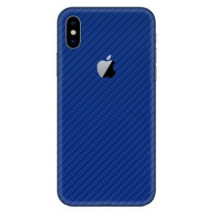 Set Folii Skin Acoperire 360 Compatibile cu Apple iPhone XS Max (Set 2) - ApcGsm Wraps Carbon Blue