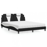 VidaXL Pat cu saltea, negru și alb, 160x200 cm, piele ecologică 3208808