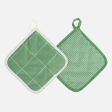 Set Șervețele de Bucătărie, Verde cu Modele Ecru, 17x17cm, 2 buc, CMCLASS