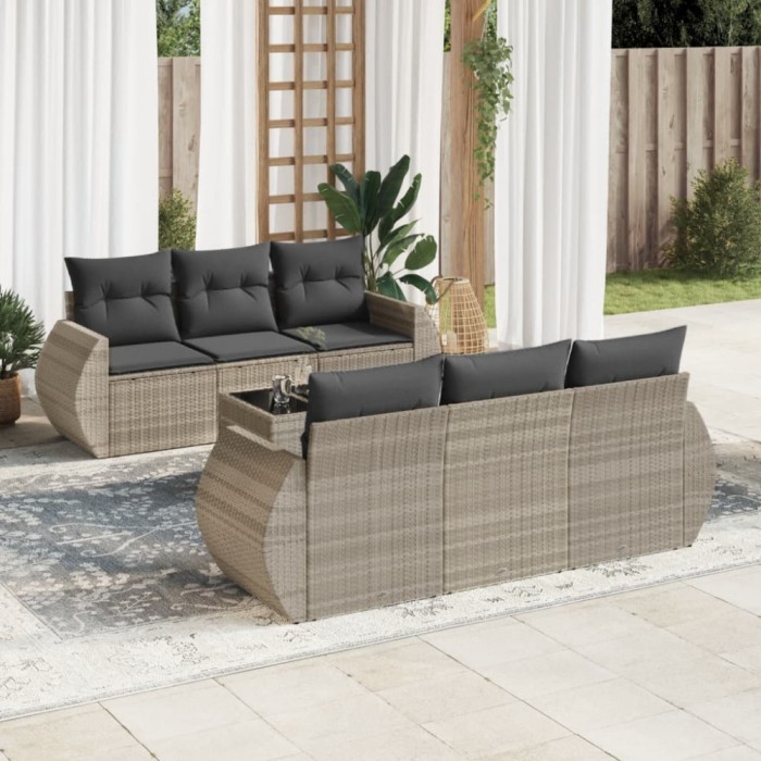 Gossi set canapele de gradina cu perne, 7piese gri deschis poliratan