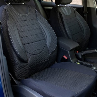 Set huse scaune Piele si textil SKODA OCTAVIA II (2004-2013) NEGRU foto
