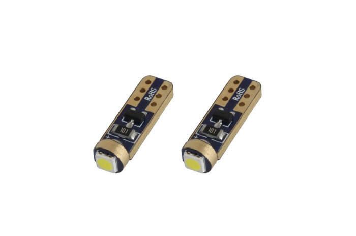 Set 2 becuri auto Amio 12V T5 W2x4.6d cu 1 led SMD 3030, alb AutoDrive ProParts