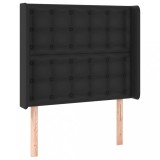 Cumpara ieftin Tablie de pat cu aripioare, negru, 93x16x118/128 cm, piele eco