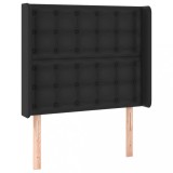 Tăblie de pat cu aripioare, negru, 93x16x118/128 cm, piele eco