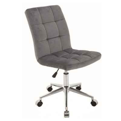 Scaun birou cu stofa tip catifea SL Q020, inaltime reglabila, cadru cromat, rotatie 360 , roti pivotante, 90 kg, Gri foto