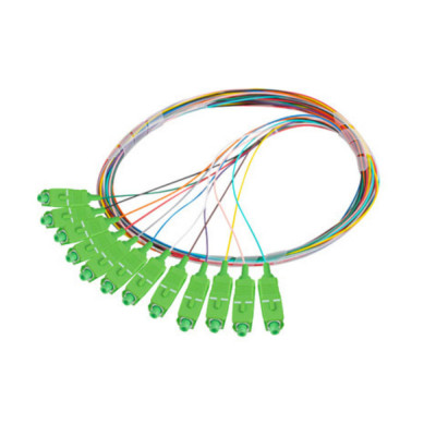 Set 12 adaptoare retea fibra optica coada Pigtail cu conector SC APC, Lanberg 43342, 2m lungime, Easy Strip SM G657A1, multicolor foto