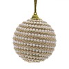 Glob Brad Crăciun, Spumă, Cordon Răsucit Auriu, Perle Albe, Diametru 8cm, Auriu, Oem