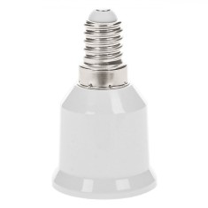 Adaptor Soclu Bec, E14 la E27, PC Ignifug, Rezistent La Temperaturi Ridicate, Izolare Bună, Albi