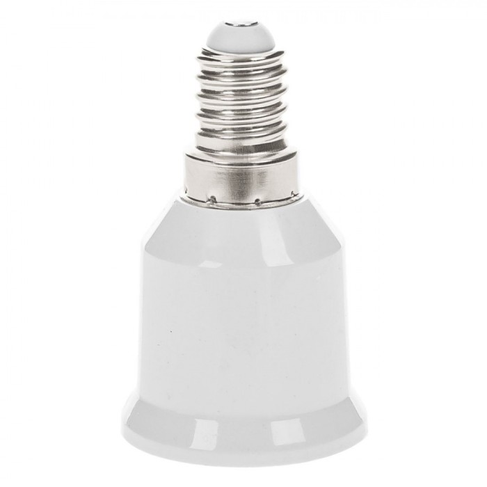 Adaptor Soclu Bec, E14 la E27, PC Ignifug, Rezistent La Temperaturi Ridicate, Izolare Bună, Albi