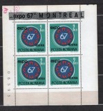 ROMANIA 1967 - EXPO MONTREAL. BLOC NESTAMPILAT, C14