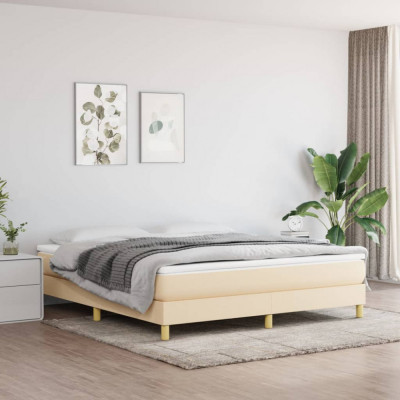 vidaXL Cadru de pat box spring, crem, 160x200 cm, textil foto