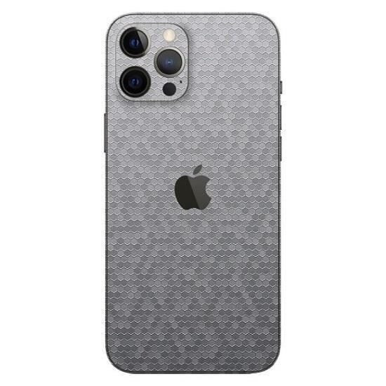 Set Folii Skin Acoperire 360 Compatibile cu Apple iPhone 15 Pro Max - ApcGsm Wraps Skin HoneyComb Silver