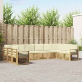 vidaXL Set canapea sectională cu pernă 10 pcs Alb și crem Poliester 3392595