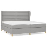 Cumpara ieftin Pat box spring cu saltea, gri deschis, 200x200 cm, textil