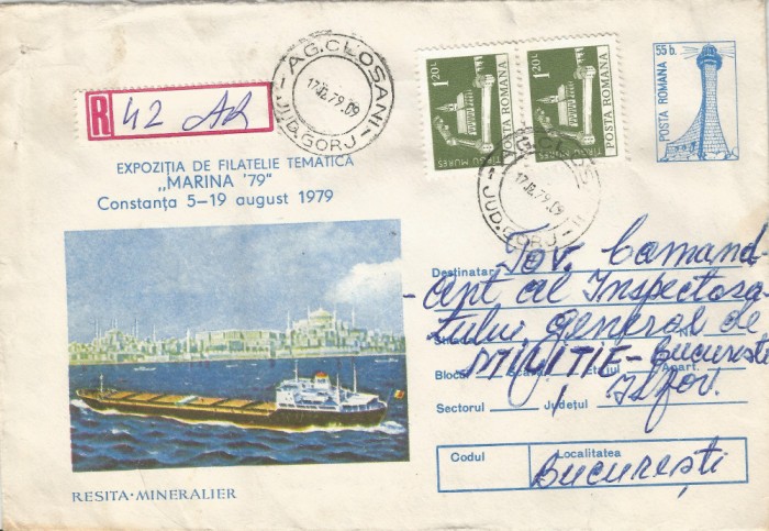 Romania, Resita, mineralier, plic circulat, 1979