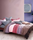 Cumpara ieftin Lenjerie de pat pentru o persoana cu husa elastic pat si fata perna dreptunghiulara, Zdenka, bumbac mercerizat, multicolor