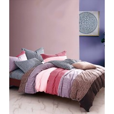 Lenjerie de pat pentru o persoana cu husa de perna dreptunghiulara, Zdenka, bumbac mercerizat, multicolor