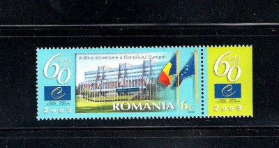 ROMANIA 2009 - A 60-A ANIVERSARE A CONS. EUROPEI, TABS 2, MNH - LP 1833 foto