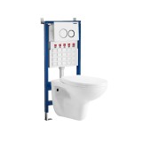 Set Rezervor WC Suspendat Roya 82W, Volum 6-9L, ABS, Alb, 50x12x114cm + Vas WC Ceramica, Inchidere Soft Close
