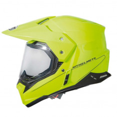 Casca off road pentru scuter - motocicleta MT Synchrony Duo Sport galben fluor lucios cu viziera (ochelari soare integrati) XL (61/62cm)